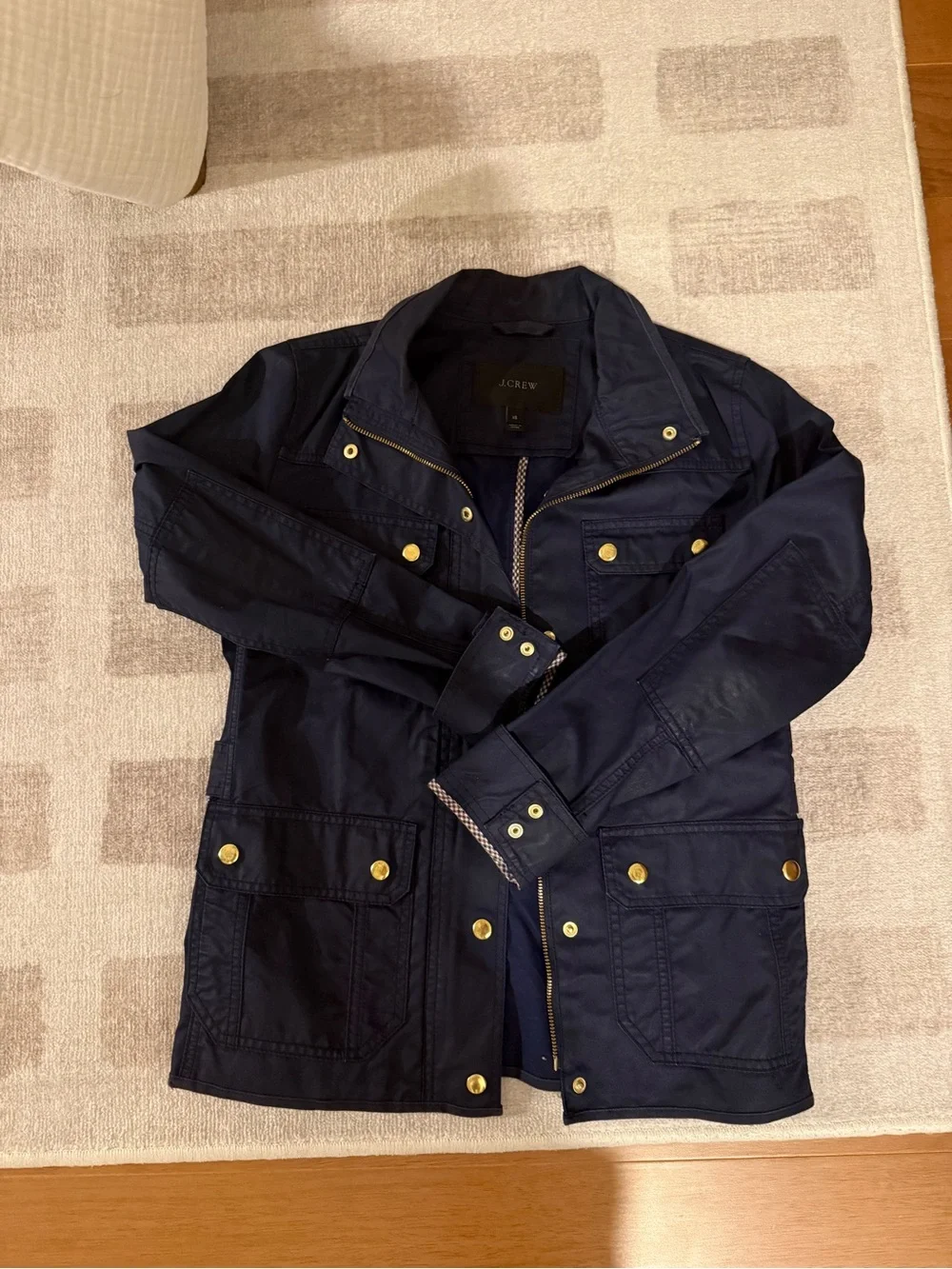 J. Crew Women's Navy Field Jacket with Gold-Tone Hardware Size XS